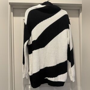 Elegant Black and White Women's Turtleneck Sweater
